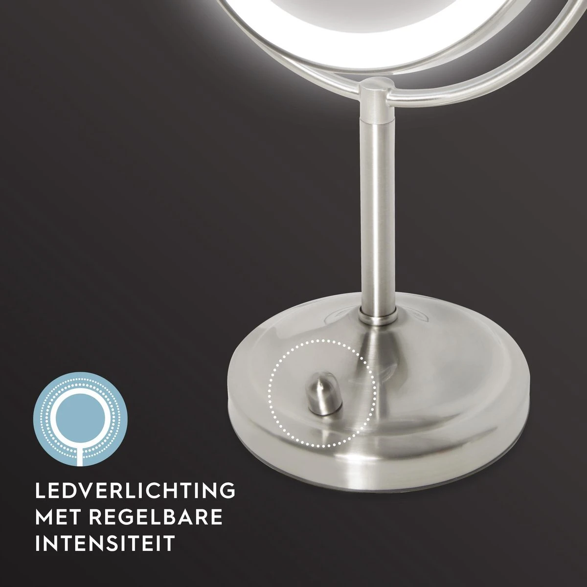 HoMedics MIR8150 Dubbelzijdige Make Up Spiegel Met Verlichting - Vrijstaand - 7x Vergroting - Spiegel Met Ringverlichting 5 HoMedics MIR8150 Dubbelzijdige Make Up Spiegel Met Verlichting - Vrijstaand - 7x Vergroting - Spiegel Met Ringverlichting - Afbeelding 5