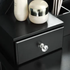 Merkloos Kaptafel, Kaptafel Met Grote Spiegel Zonder Frame, Toilettafel, Kaptafel, Voor Make-up, Gewatteerde Kruk, 5 Laden, Verplaatsbare Opbergdoos, Zwart RDT25BK -Cosmetica Winkel 1200x1200 507