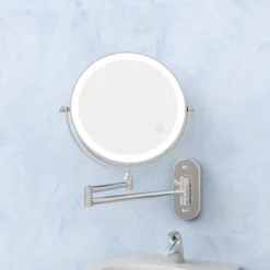 360° Draaibaar LED Scheerspiegel Met 5X Vergroting - 3 Lichtstanden - Dimstanden - Badkamerspiegel Met Natuurlijk Licht - Make-up Spiegel - Draadloos - Werkt Op Batterijen -Cosmetica Winkel 1200x1200 528