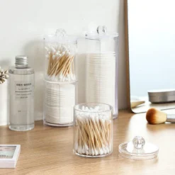 Without Lemon - Wattenstaafjes En Wattenschijfjes Houder - Dubbel Transparant Opberghouder - Opbergdoosje - Makeup Organizer - Zonder Zijopening - Met Deksel - Stapelbaar -Cosmetica Winkel 1200x1200 534