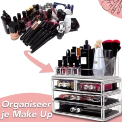 AWEMOZ Make-Up Organizer - Beauty Organizer Voor Make Up - Opbergbox - Opbergdoos Cosmetica - Sieradendoos - 20 Opbergvakken - Nagellak - Lippenstift - Transparant - Cadeau Voor Vrouw -Cosmetica Winkel 1200x1200 586