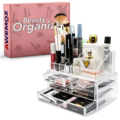 AWEMOZ Make-Up Organizer - Beauty Organizer Voor Make Up - Opbergbox - Opbergdoos Cosmetica - Sieradendoos - 20 Opbergvakken - Nagellak - Lippenstift - Transparant - Cadeau Voor Vrouw -Cosmetica Winkel 1200x1200 589