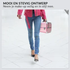 Confibel Cosmetica Koffer - Make Up Koffer Uitklapbaar - 5 Opbergbakken Make-up Koffer - Beautycase/Visagiekoffer /Cosmeticakoffer /Beautycase/ Nagelstylistekoffer - Roze -Cosmetica Winkel 1200x1200 601