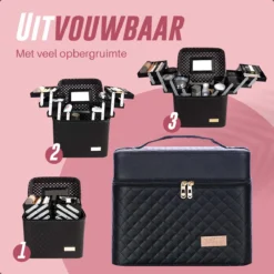Make Up Koffer En Organizer - Beautycase Met Spiegel - Dames - Cosmetica En Visagie - Zwart 13 Make Up Koffer En Organizer - Beautycase Met Spiegel - Dames - Cosmetica En Visagie - Zwart -Cosmetica Winkel 1200x1200 624