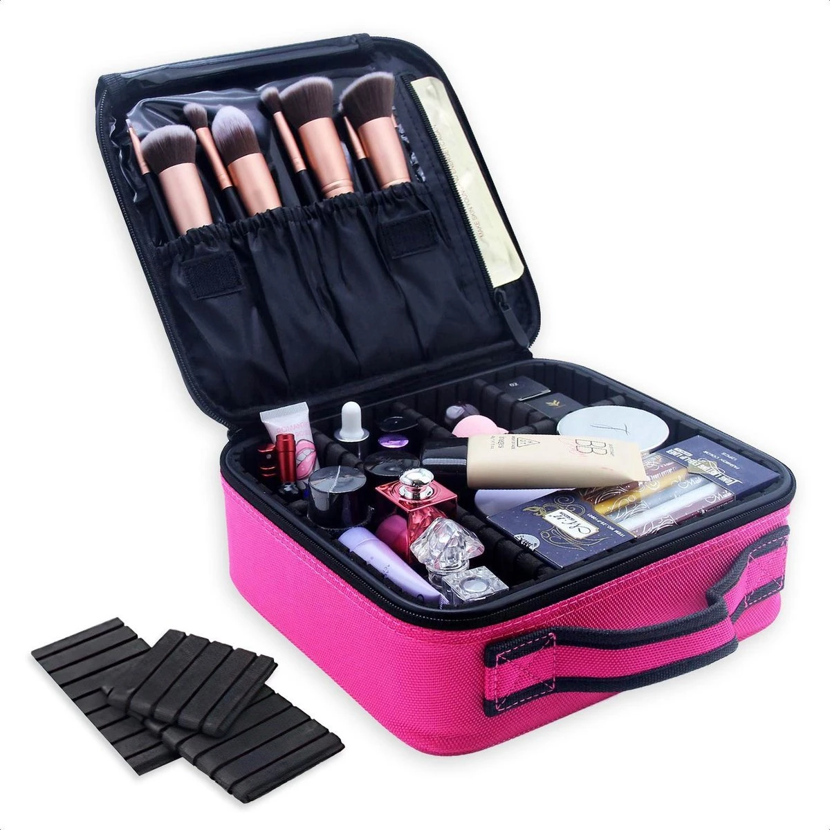 Cosmetica Koffer - Make-up Koffer Met Verstelbare Vakken - Visagie En Nagelstyliste Beauty Koffer - 26x23x9CM - Roze 1 Cosmetica Koffer - Make-up Koffer Met Verstelbare Vakken - Visagie En Nagelstyliste Beauty Koffer - 26x23x9CM - Roze