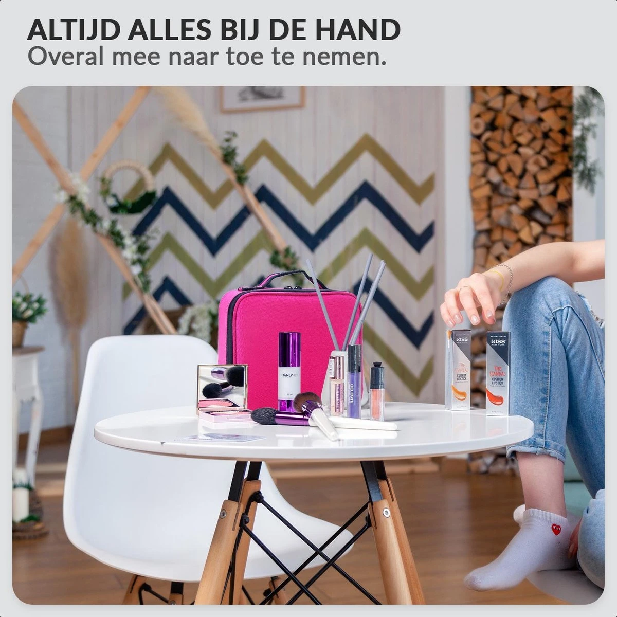 Cosmetica Koffer - Make-up Koffer Met Verstelbare Vakken - Visagie En Nagelstyliste Beauty Koffer - 26x23x9CM - Roze 3 Cosmetica Koffer - Make-up Koffer Met Verstelbare Vakken - Visagie En Nagelstyliste Beauty Koffer - 26x23x9CM - Roze - Afbeelding 3