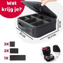 Mmoods Make-up Koffer – Make Up Tas Reizen – Makeup Organizer Verstelbaar -Beautycase Waterdicht – Make-up Tasje Voor Onderweg – Toilettas Voor Cosmetica Zwart -Cosmetica Winkel 1200x1200 658
