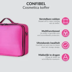 Cosmetica Koffer - Make-up Koffer Met Verstelbare Vakken - Visagie En Nagelstyliste Beauty Koffer - 37x27x13CM - Roze -Cosmetica Winkel 1200x1200 667