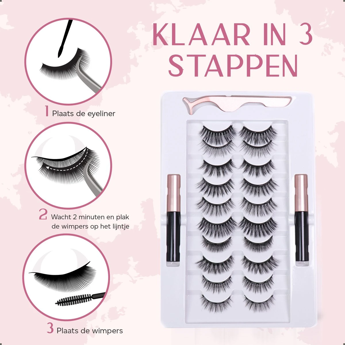 Magnetische Wimpers Met Eyeliner Set - Magnetic Lashes - Magneet - 10 Sets Nepwimpers Met 2 Eyeliners En 1 Applicator - Zwart 2 Magnetische Wimpers Met Eyeliner Set - Magnetic Lashes - Magneet - 10 Sets Nepwimpers Met 2 Eyeliners En 1 Applicator - Zwart - Afbeelding 2