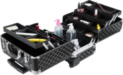 Dreamble Make-up Koffer - Make-up Trolley - Zwart - Rijdbaar - Met Wieltjes - Compact - 8 Vakken - Met Slot - 2 Sleutels -Cosmetica Winkel 1200x732