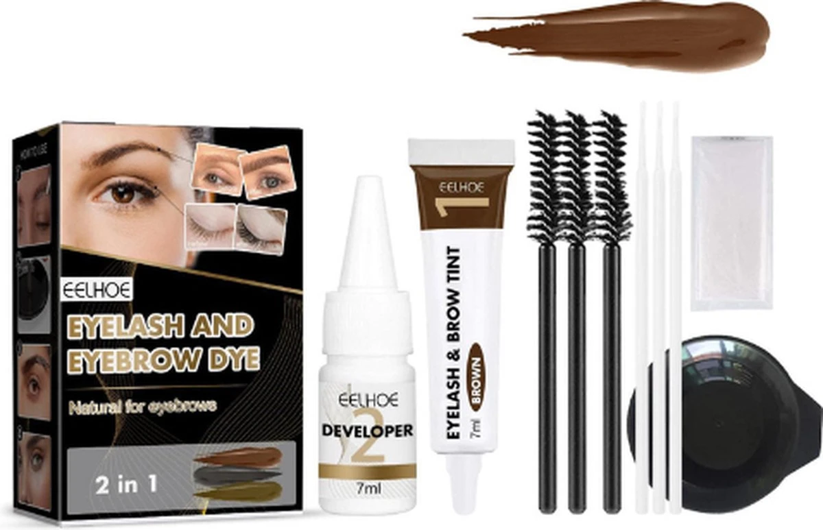 2 In 1 - Henna Wenkbrauwverf En Wimperverf - Bruin - Henna Brows - DIY Henna Brows Kit - Starterspakket 1 2 In 1 - Henna Wenkbrauwverf En Wimperverf - Bruin - Henna Brows - DIY Henna Brows Kit - Starterspakket