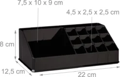 Relaxdays Cosmetica Organizer - Cosmeticahouder - Make Up Toren - Doorzichtig - 16 Vakken - Zwart -Cosmetica Winkel 1200x774