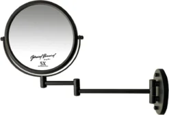 Make-up Wandspiegel Knikarm Mat Zwart - 5x Vergroting 20cmØ