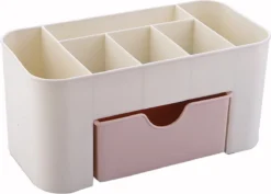 IBright Make-Up Organizer Met Lade - Cosmetica Opbergdoos - Bureau Organizer - Roze -Cosmetica Winkel 1200x859
