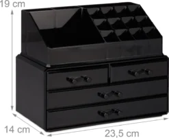 Relaxdays Make-up Organizer - Sieradendoosje - Cosmetica - Zwart -Cosmetica Winkel 1200x978