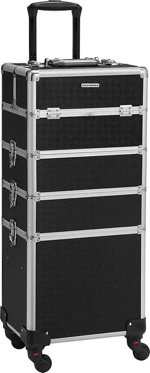 XXL PRO Visagie Beauty Case Koffer Trolley - Nagelkoffer Op Wielen Voor Makeup Of Cosmetica - Grote Uitklapbare Opbergsysteem Nagel Styliste Kapster - Zwart 1 XXL PRO Visagie Beauty Case Koffer Trolley - Nagelkoffer Op Wielen Voor Makeup Of Cosmetica - Grote Uitklapbare Opbergsysteem Nagel Styliste Kapster - Zwart