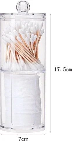 Without Lemon - Wattenstaafjes En Wattenschijfjes Houder - Dubbel Transparant Opberghouder - Opbergdoosje - Makeup Organizer - Open En Dichte Houder - Met Deksel - Stapelbaar -Cosmetica Winkel 613x1200