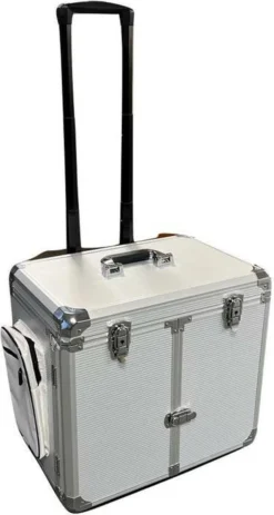 Pedicure Koffer / Trolley - Professional Pedicure Cas- Zilver Streepmotief -Cosmetica Winkel 640x1200