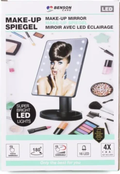 Benson Make Up Spiegel - LED Touch - Dimbaar - 16 Leds - Zwart -Cosmetica Winkel 826x1200 2