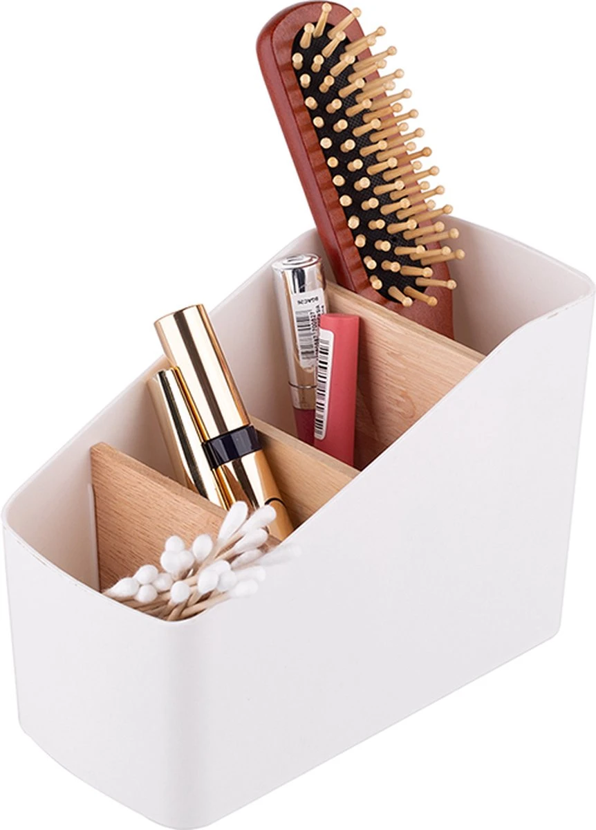 Altom Design Badkamer Orginazer 4-vaks - Gemaakt Van Ecologisch Bamboe - 9 X 18 X 13 Cm - Wit Bruin - Natura Line - Bamboo - Make-up Opbergbox 1 Altom Design Badkamer Orginazer 4-vaks - Gemaakt Van Ecologisch Bamboe - 9 X 18 X 13 Cm - Wit Bruin - Natura Line - Bamboo - Make-up Opbergbox