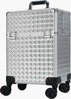 Beauty Koffer Zilver | Beautycase / Beautykoffer / Trolley Van Aluminium - 8 Wielen - Kapper Koffer - Tattoo Koffer - Nagel Koffer - Make-up Koffer