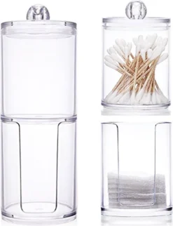 Without Lemon - Wattenstaafjes En Wattenschijfjes Houder - Dubbel Transparant Opberghouder - Opbergdoosje - Makeup Organizer - Open En Dichte Houder - Met Deksel - Stapelbaar -Cosmetica Winkel 920x1200 1