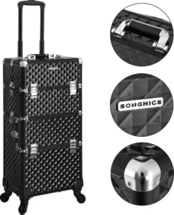 Merkloos Trolley, Make-up Koffer, Cosmetische Koffer, Voor Nageldesign, Make-up Organizer, Koffer Met Draagtas, Zwart JHZ04B -Cosmetica Winkel 970x1200 1