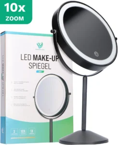 Personal Care Make Up Spiegel Met LED Verlichting - 10x Vergroting – Scheerspiegel - 3 Lichtstanden - Oplaadbaar - Zwart
